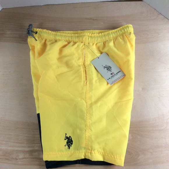 U.S. Polo Assn. Boys Swim Shorts Swim Trunks Size XL 14-16 Yellow Blue NWT - Picture 2 of 12